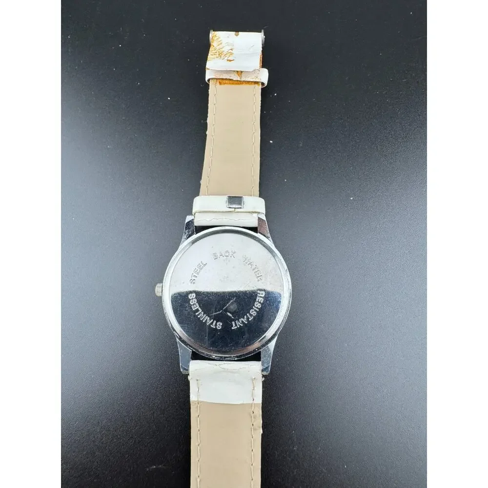 Esprit 015-1 Silver Watch, Bold Numerals, Leather Band